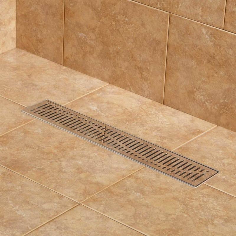 Signature Hardware 931289-18-F Rowland 18x22 Linear Shower Drain with Flange Polished Stainless Steel Shower Accessories Shower