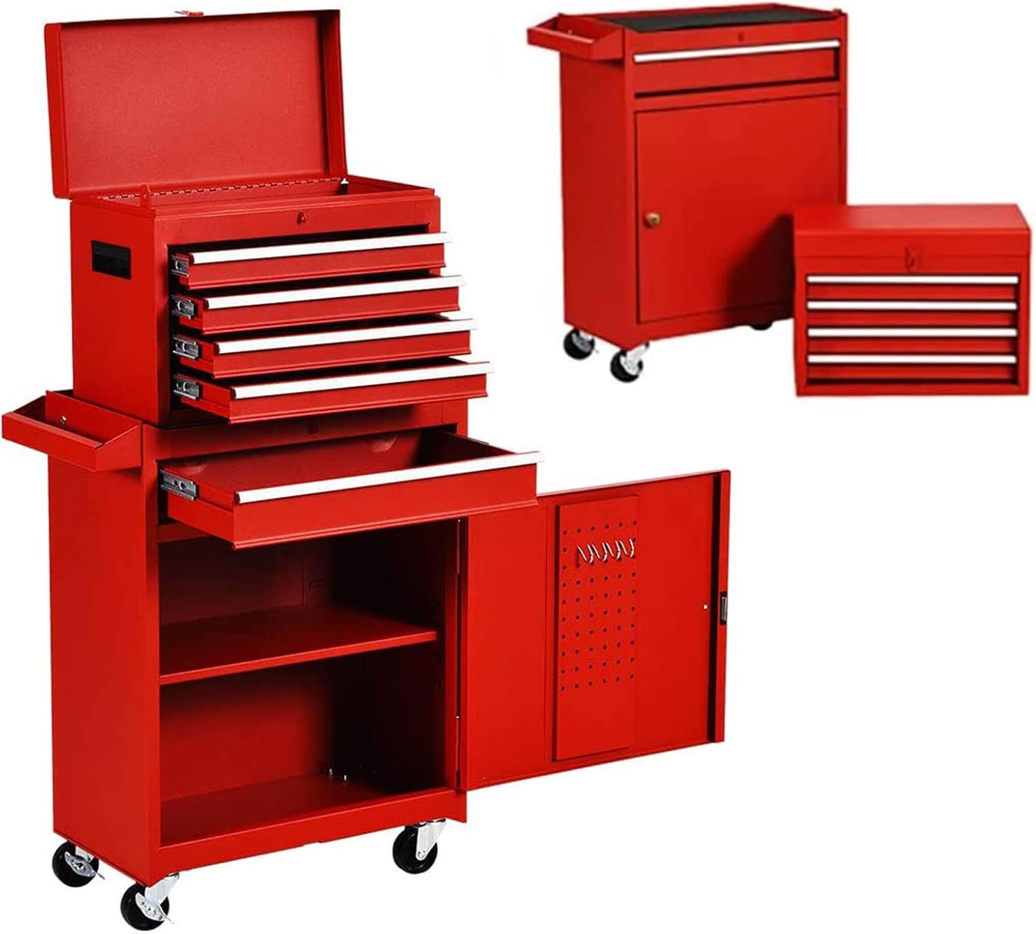 Goplus 5-Drawer Rolling Tool Chest, Tool Storage Box, Removable Tool Cabinet, Sliding Metal Organizer w/ Lockable Drawers (Classic Black)