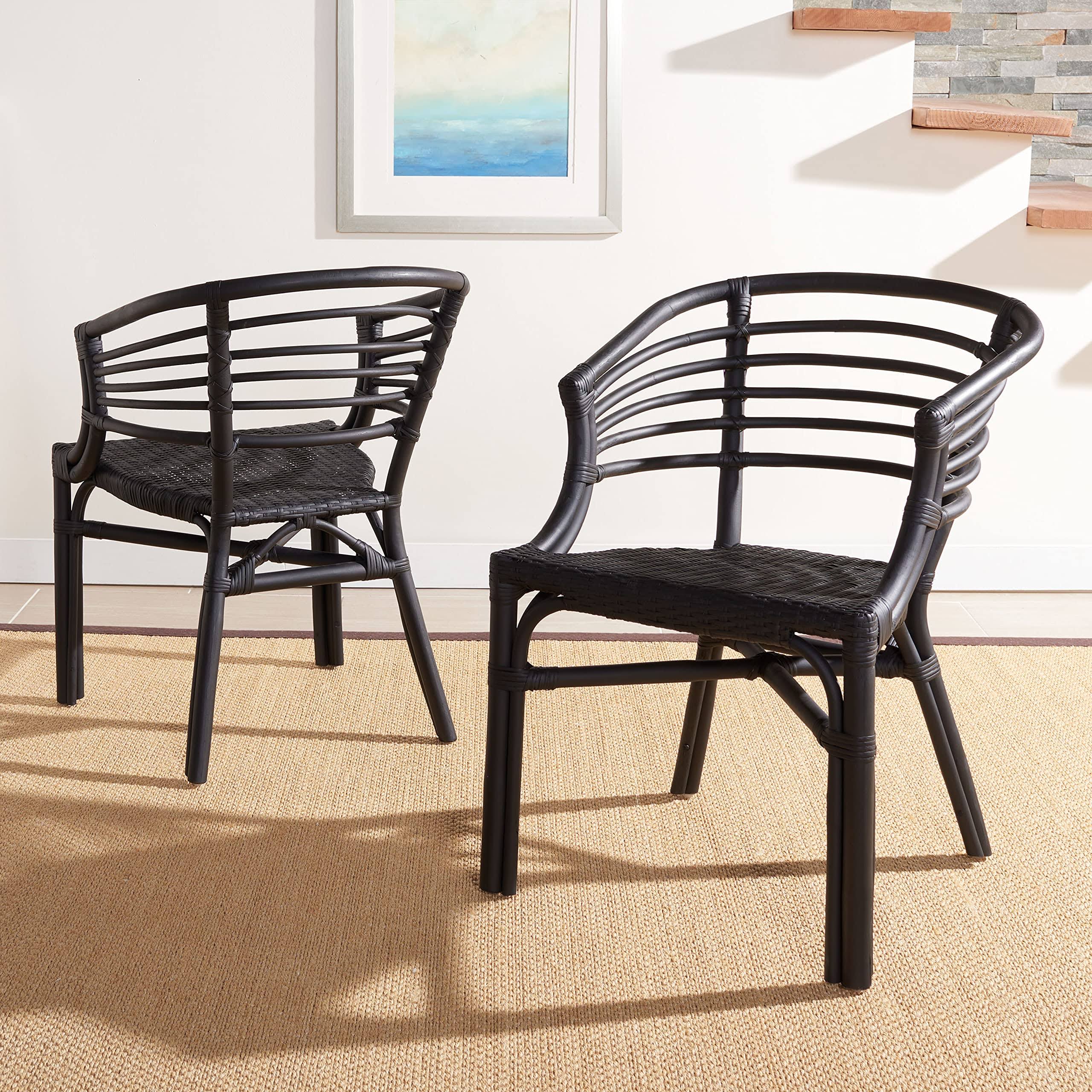 Safavieh Elmira Rattan Dining Chair-Black (Set of 2)