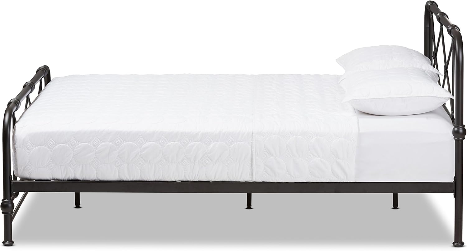Baxton Studio Beal Modern and Contemporary Metal Platform Bed, Queen, Black Finished
