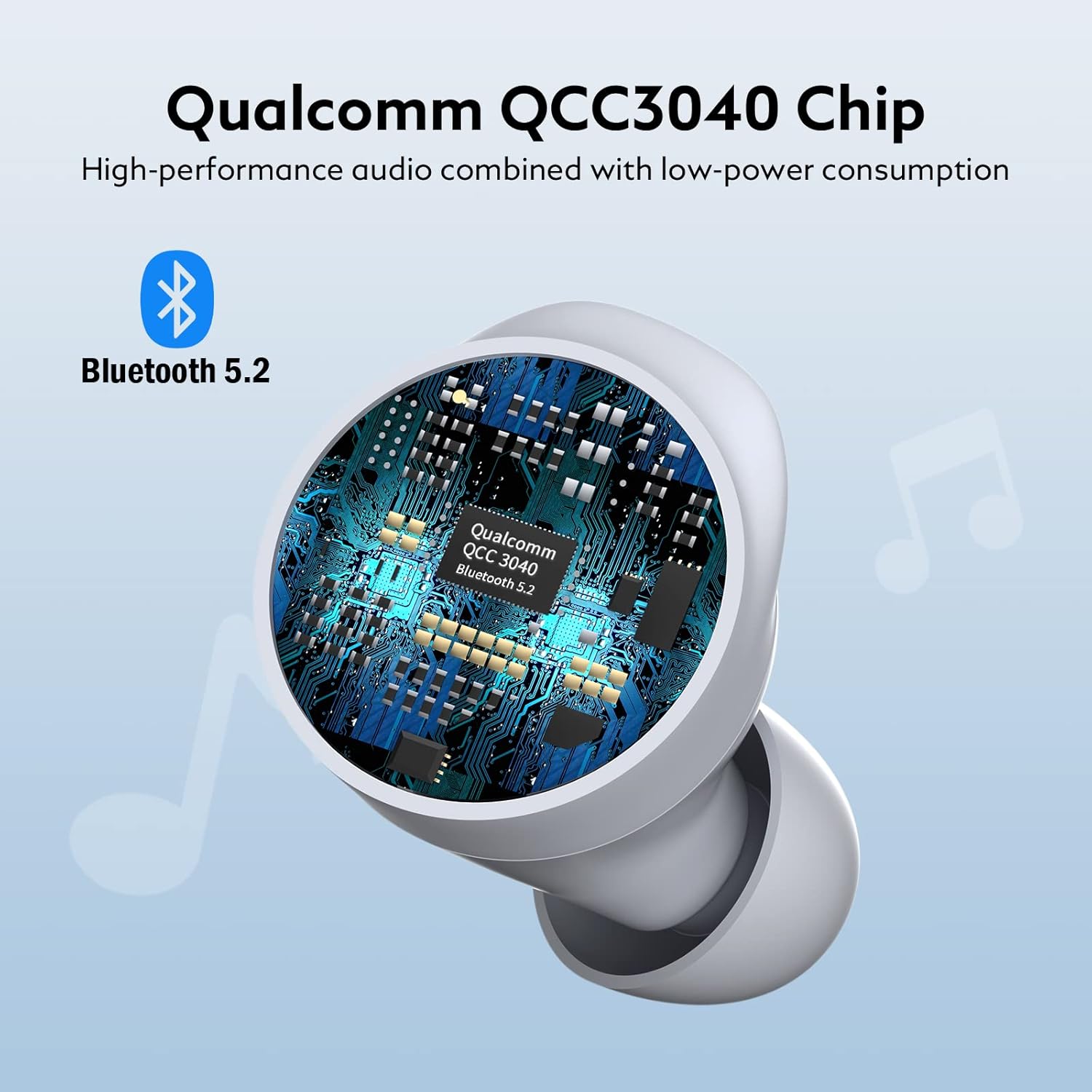 QCY T17S True Wireless Earbuds, Bluetooth 5.2 Earphone with Mic, Qualcomm QCC3040 Waterproof in-Ear Headphones, CVC 8.0 Noise Reduction, AptX Low Latency Ear Buds, Deep Bass, 26H Playtime Pack of 2