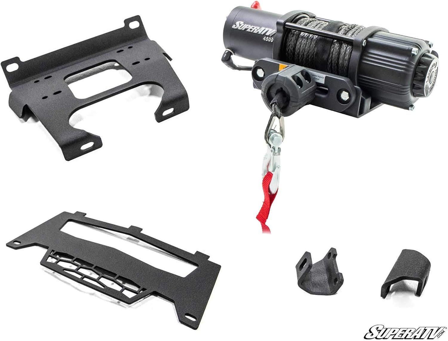 SuperATV 3500 lb Black Ops Winch with Heavy Duty Winch Mounting Plate for 2019+ Polaris RZR XP 1000 / RZR XP4 1000 | Complete Kit Ready for Install! | 3/16