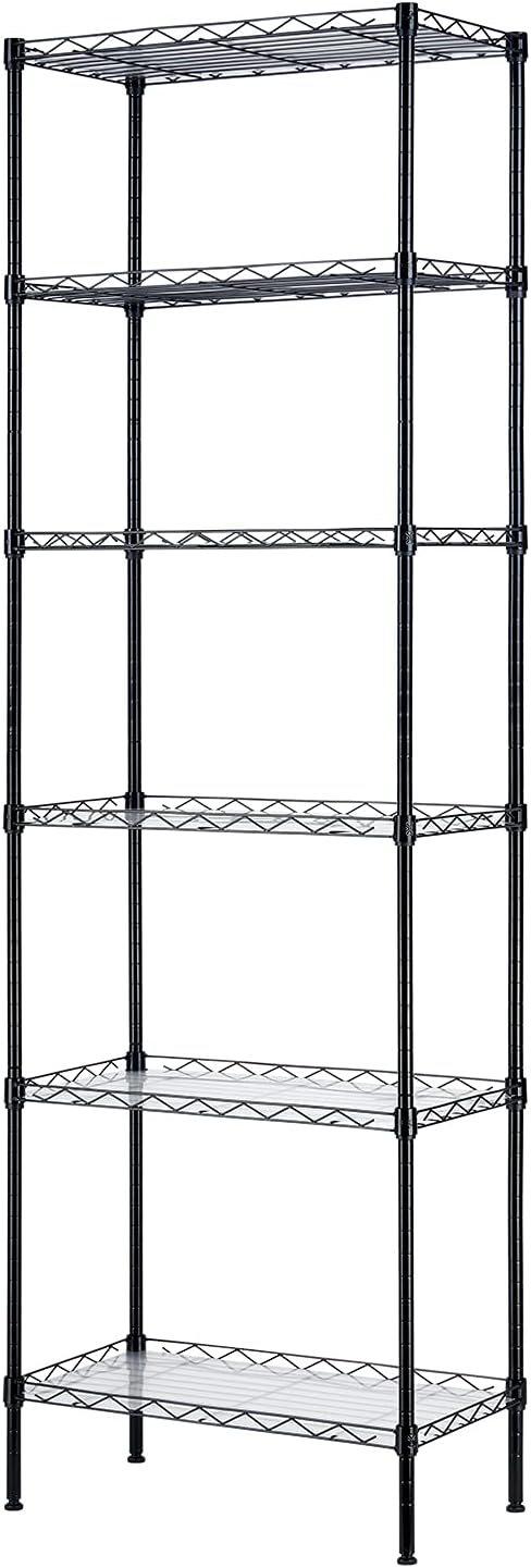 SINGAYE 6-Shelf Storage Shelf Wire Shelving Unit Metal Shelves Unit Storage Adjustable, Standing Shelf Units with PP Liner 21.25