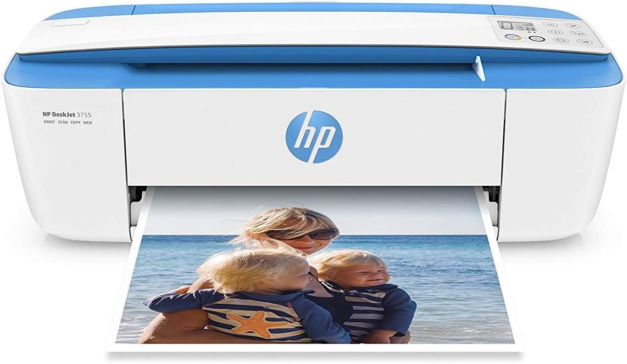 HP DeskJet 3755 Compact All-in-One Wireless Printer, HP Instant Ink, Works with Alexa - Seagrass Accent (J9V92A)
