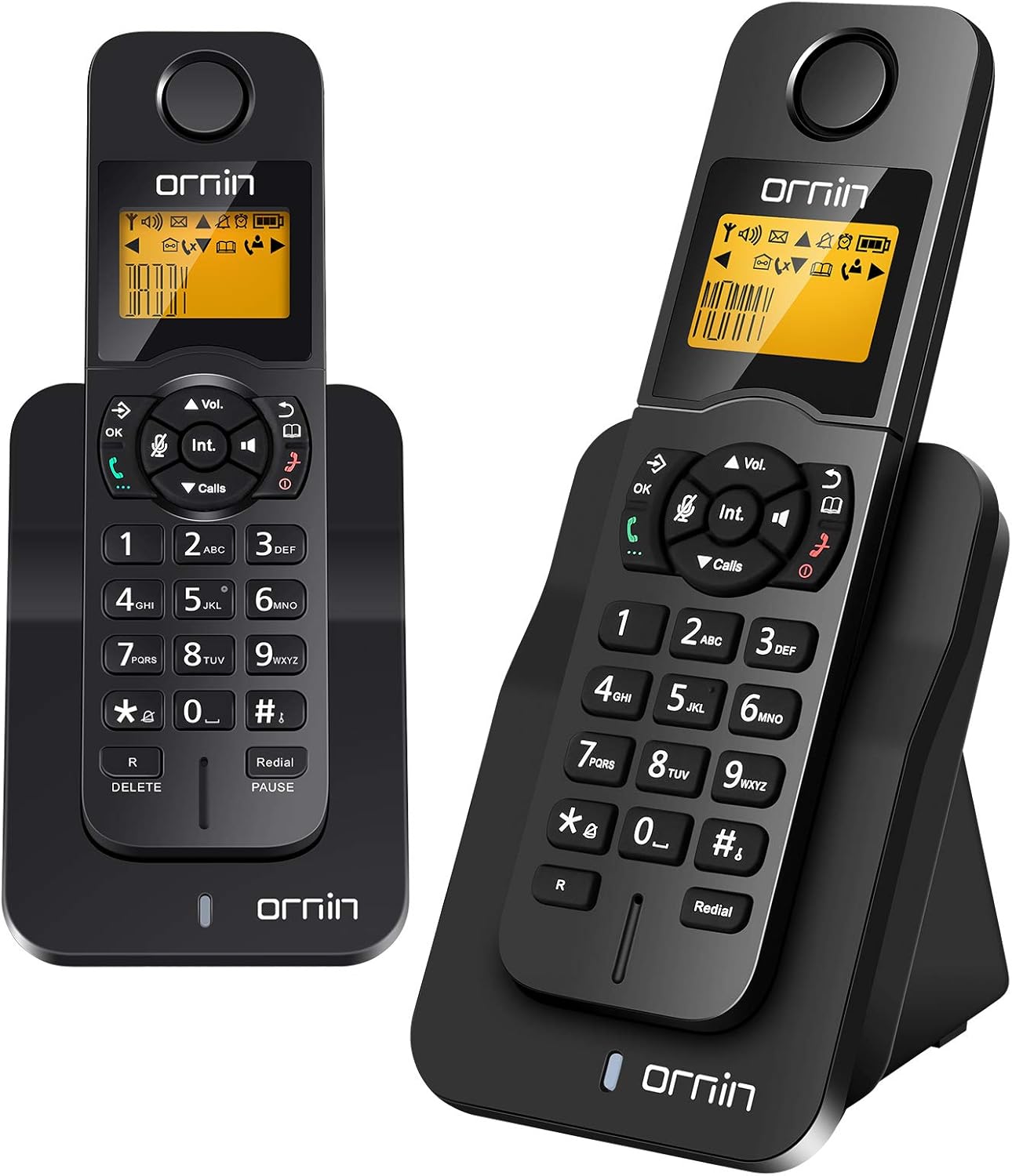Ornin D1005 Cordless Desk Telephone for Home and Office Use, ECO Technology, Rubber Oil Injection (Twin Pack, Black) Pack of 2