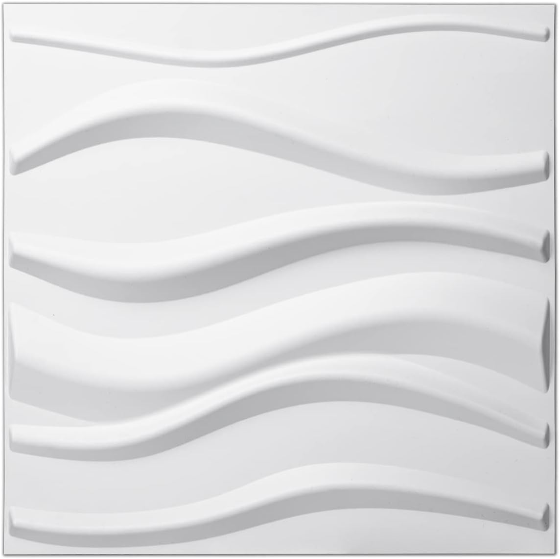 Art3d PVC 3D Panel for Interior Wall Decor, Wavy Textured Tile, 12-Pack 19.7 x 19.7in. White