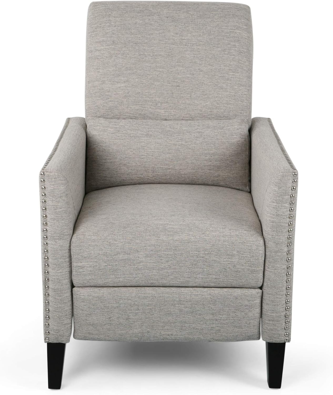 Christopher Knight Home Alexis Contemporary Fabric Push Back Recliner, Light Gray, Dark Brown