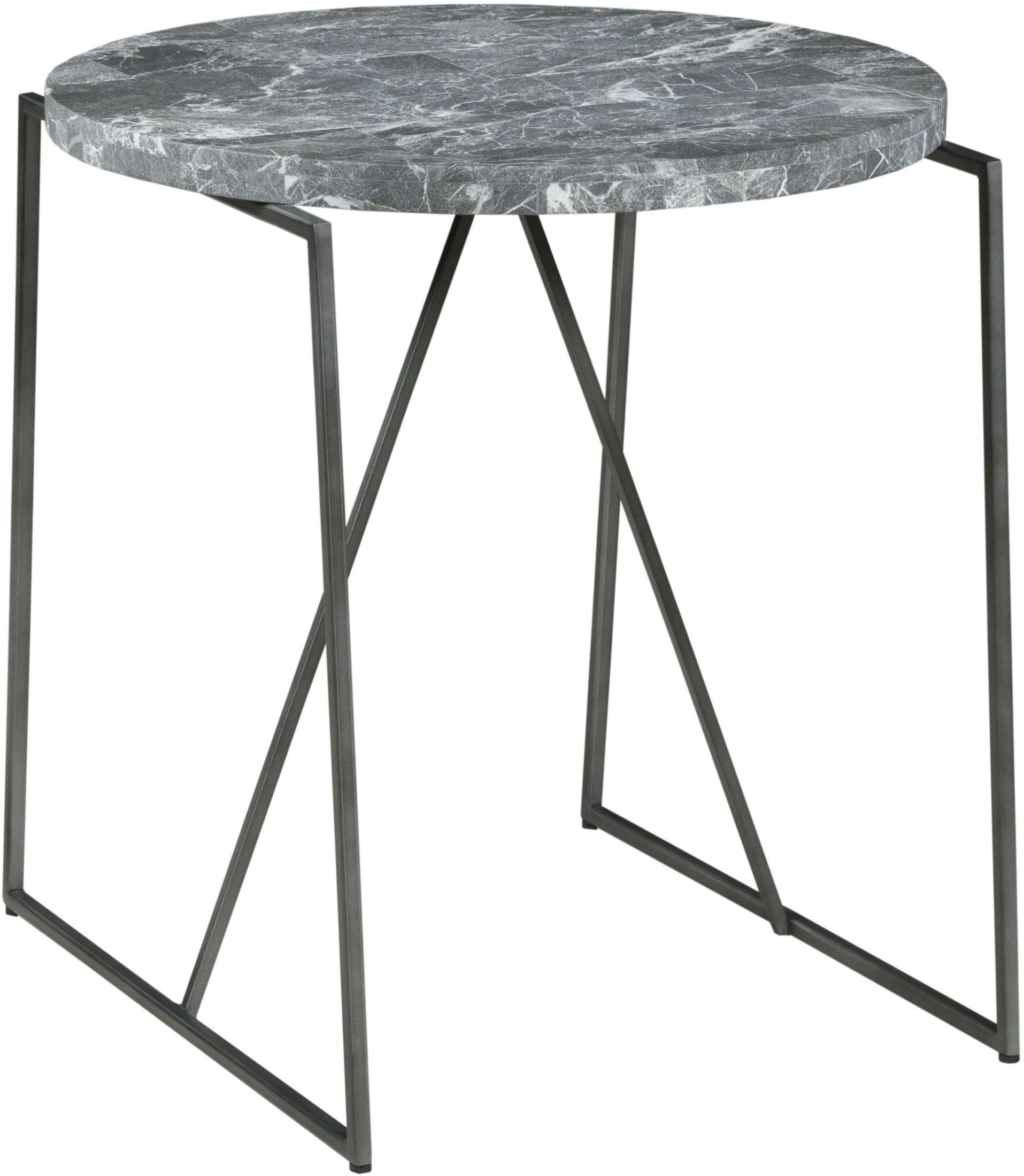 Hammary Alexa Honed Black Marble Top Round End Table
