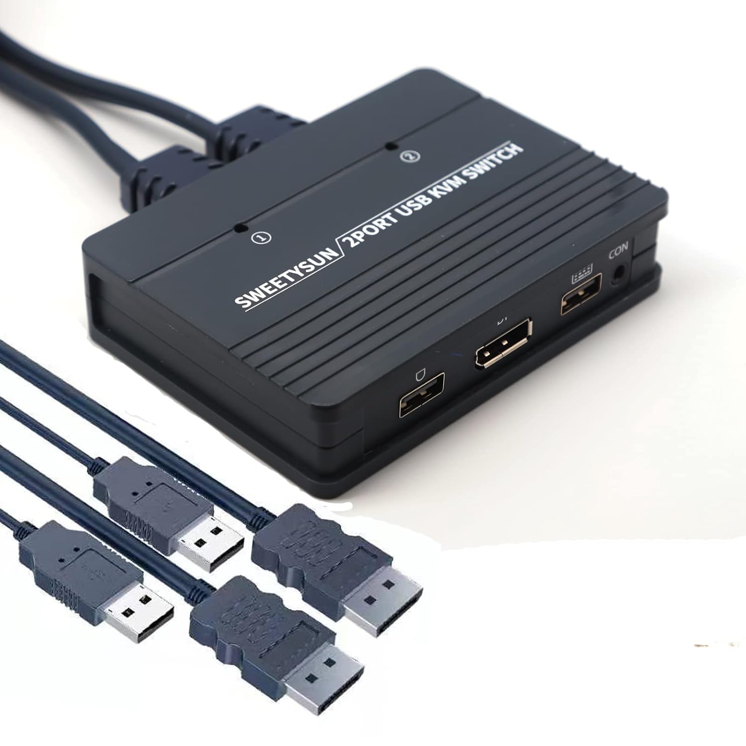 DisplayPort Kvm Switch 2 Port,USB DP Kvm Switch for 2 Computers Share 1 Monitor and Keyboard Mouse,4K 60Hz,Wire Button Switching,2 in 1 Out Video Selector Peripheral Switcher Box Pack of 2