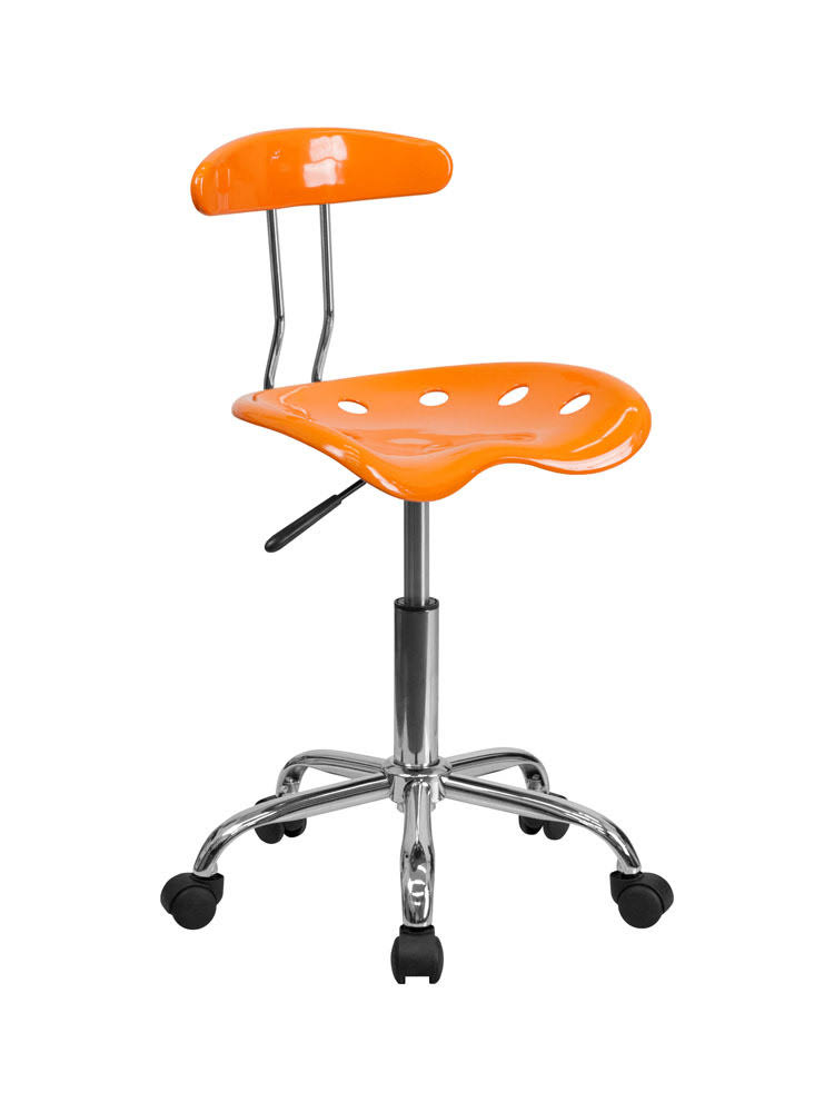 Offex Vibrant Orange and Chrome Computer Task Chair with Tractor Seat