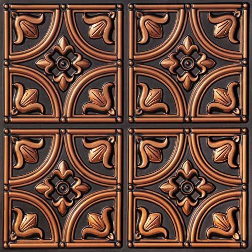 Decoraids Tiny Tulips-Faux Tin Ceiling Tile - Antique Copper 25-Pack