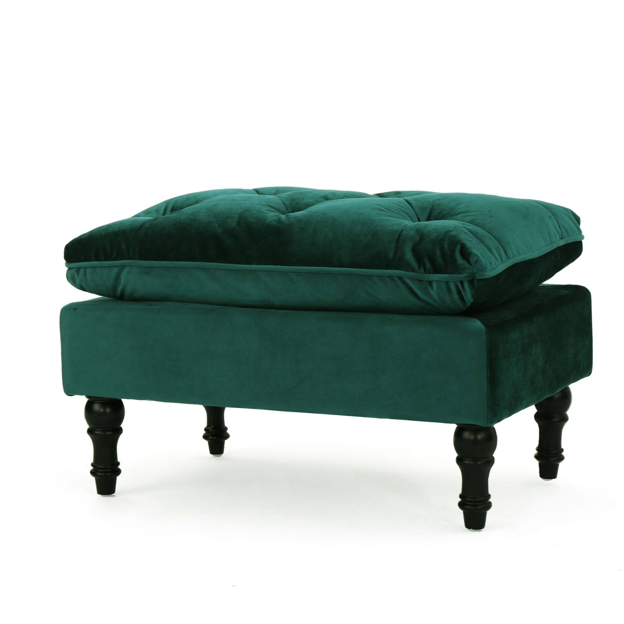 28.25x22 Teal Blue and Black Solid Rectangular Ottoman Footstool