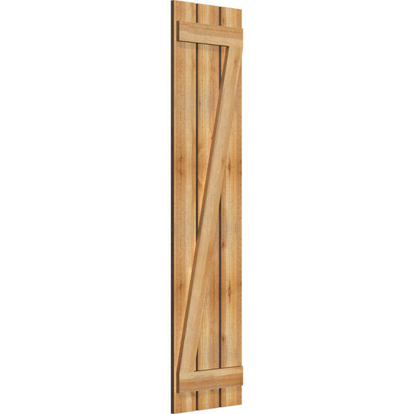 17 1/8x22W x 70x22H TimberCraft Three 5 3/8x22 Boards Spaced Board-n-Batten Shutters w/Z-Bar, Rough Sawn Western Red Cedar (Per