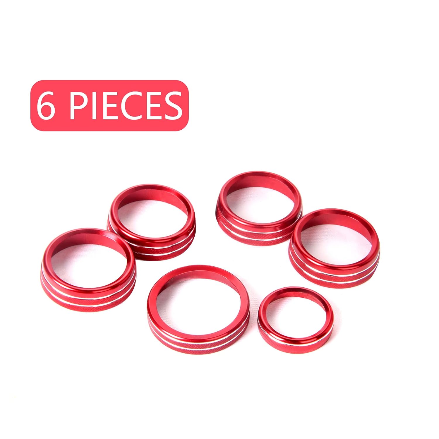 F150 Car Conditioning Control Knob Cover Car Conditioning Center Console Switch & Trailer & 4WD & VOL Knob Button Decoration Car Interior Decoration Accessories for Ford F150 XLT 2017-2020 Red 6 Pcs