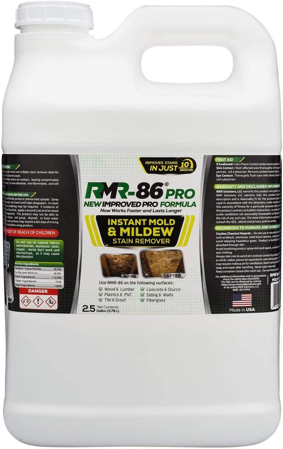 RMR-86 Pro Instant Stain Remover - Contractor Grade Cleaning Solution, Professional Quality Formula, 2.5 Gallon Pack of 2