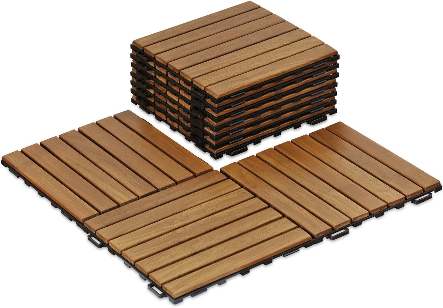 Furinno FG181034 Tioman Floor Decking Wood Tile, Natural Pack of 2