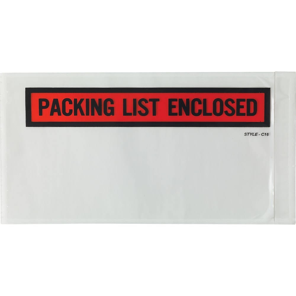 Coastwide Professional - Packing list pouch - Packing List Enclosed - 5.51 in x 10 in - black, orange - polyester (pack of 1000)