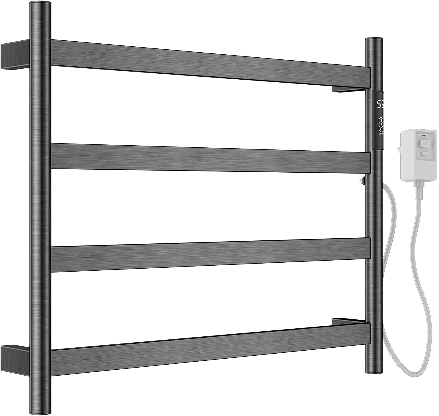 WUDIEYIN Towel Warmer 4 Bars Electric Heated Towel Rack Wall Mount Hardwired with Timer/Temperature Control/Built-in Carbon Fibre Heating Wires(Gold)