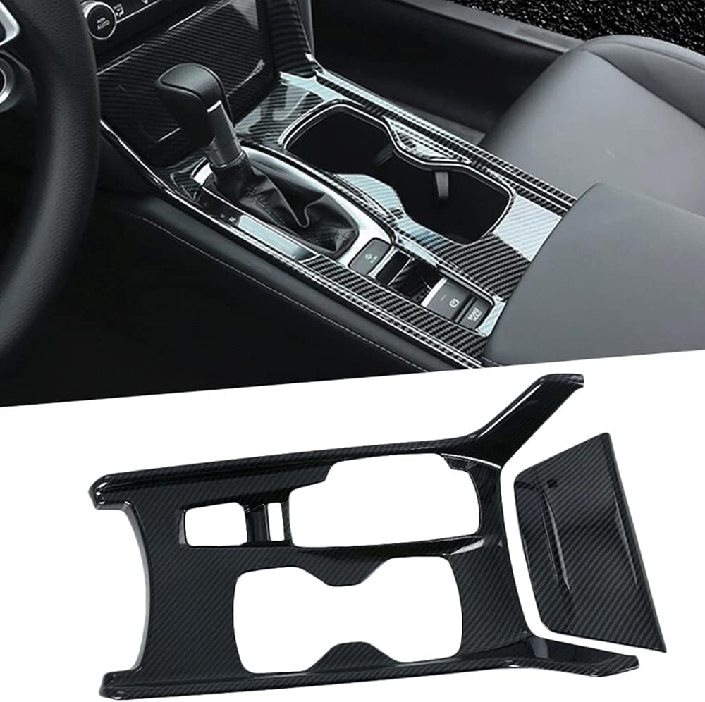 CEBAT 2PCS ABS Gear Shift Panel Cover Red Water Cup Holder Cover Interior Decoration Trim Accessories For Honda Accord 10th 2018 2019 2020 2021 2022(Not Fit gas/electric hybrid)