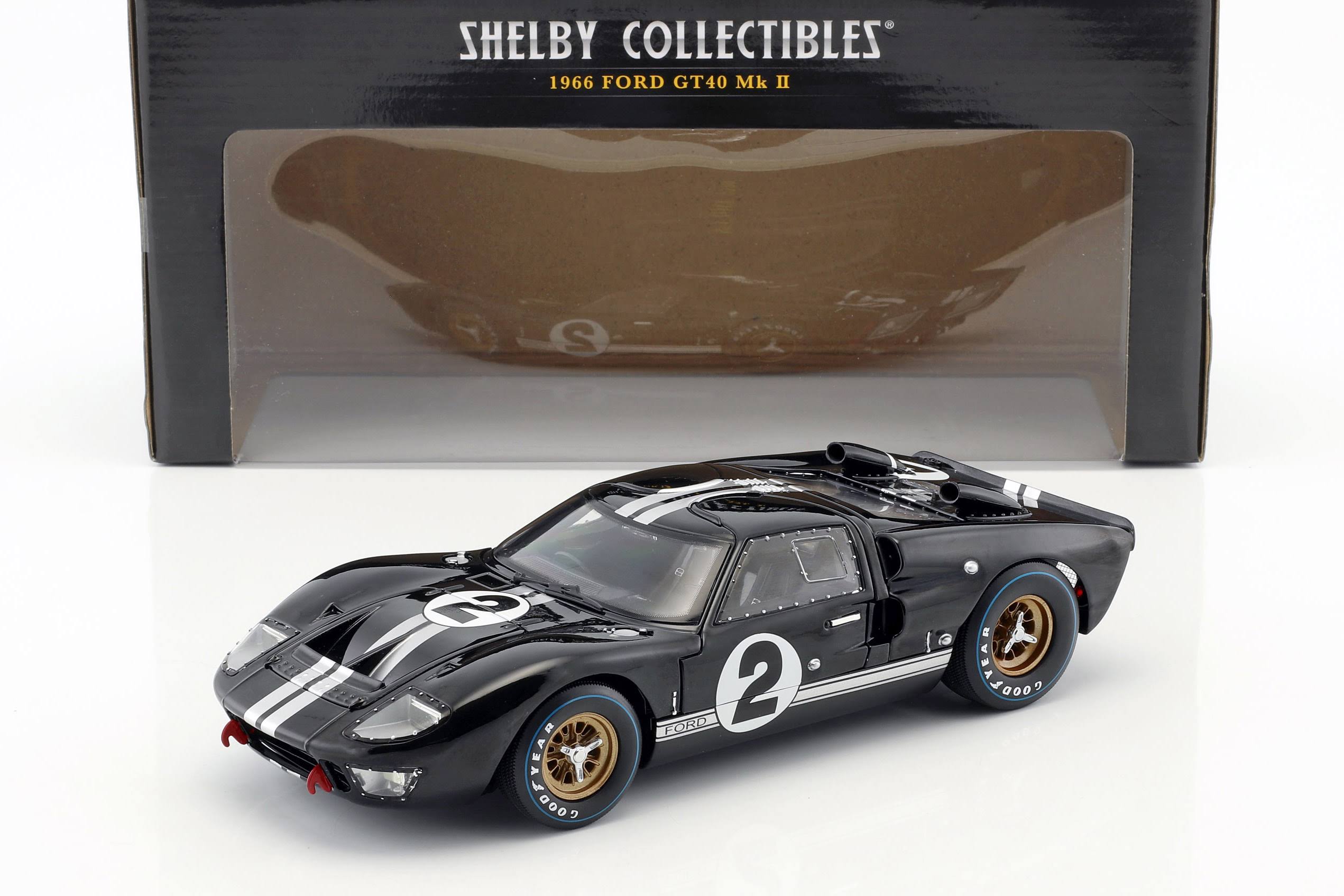 1966 Ford GT-40 Mk II #2 Black 1/18 Diecast Model Car by Shelby Collectibles