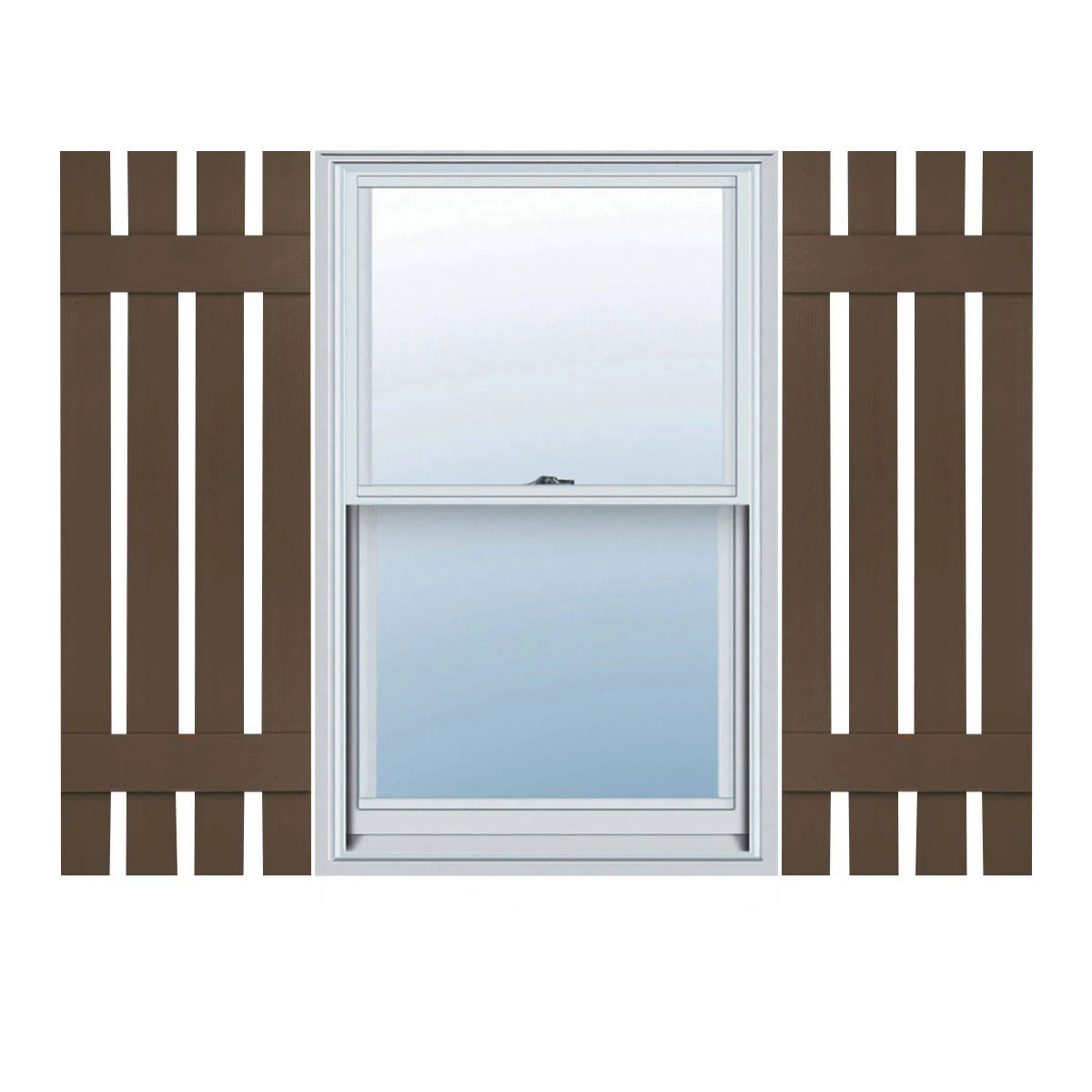 16 1/4 inchw x 45 inchh Lifetime Vinyl, Custom Four Board Spaced (2 Batten), Board-n-Batten Shutters, Federal Brown