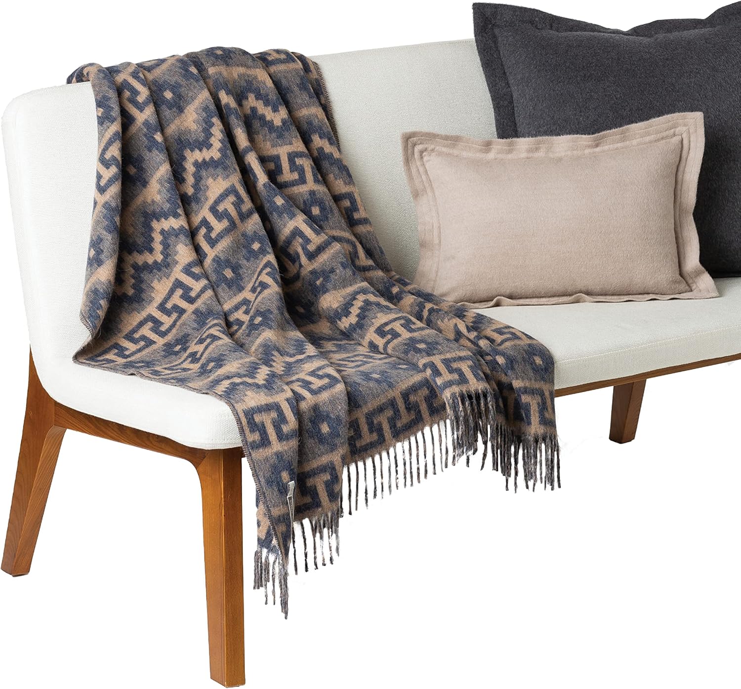 Montana Alpaca Wool Blanket from Peru by Alicia Adams Alpaca | Blue Harbor Throw&nbsp;for Lap, Couch, Bed or Armchair | Luxury Gift Winter Wrap | 51 x 71 Inch