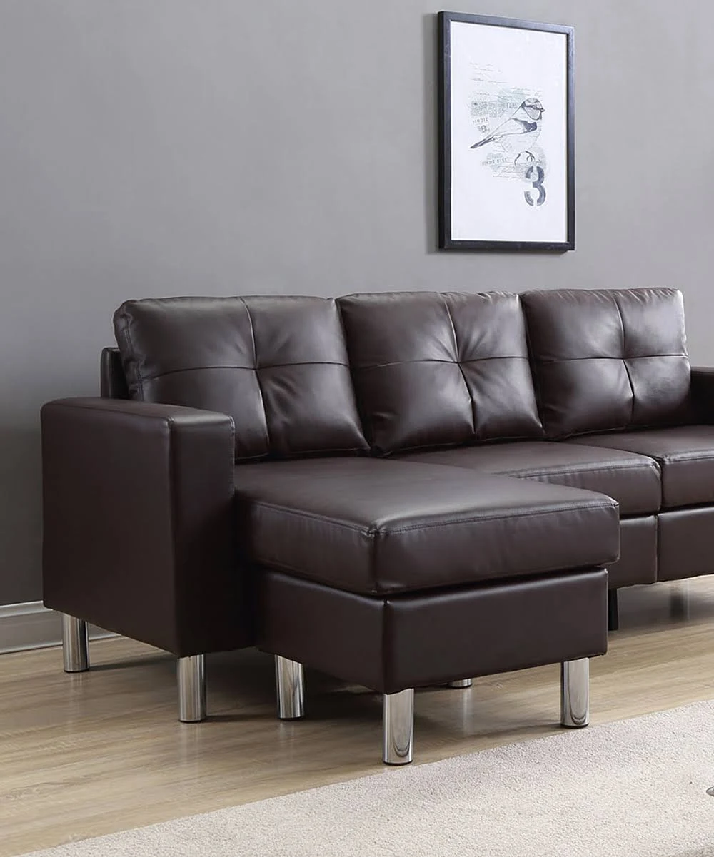 Nathaniel Home 73030-40BR Small Space Convertible Sectional Sofa Brown