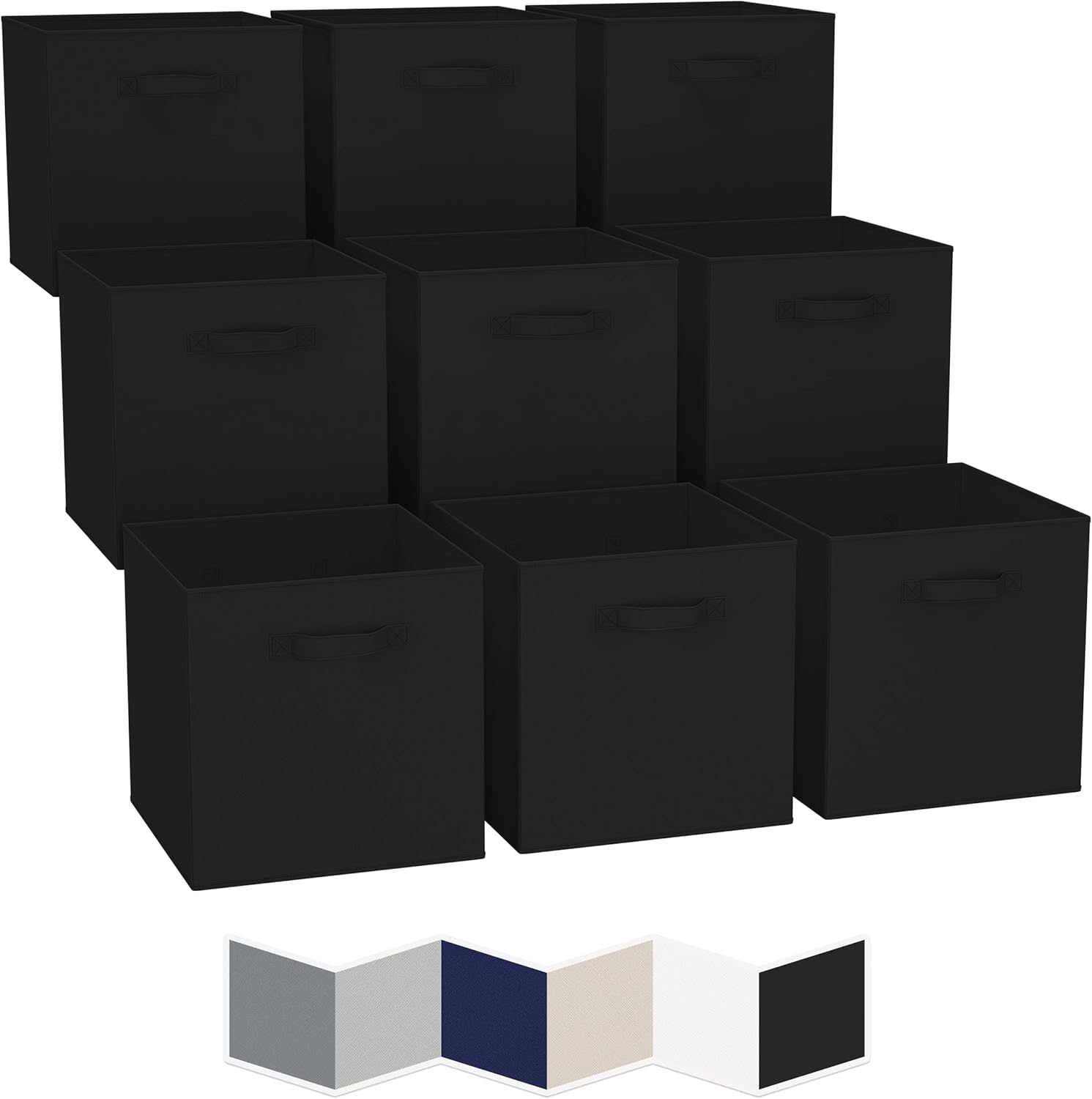 13x13 Large Storage Cubes (Set of 9). Fabric Storage Bins with Dual Handles | Cube Storage Bins for Home and Office | Foldable Cube Baskets For Shelf | Closet Organizers and Storage Box (Grey) Pack of 2