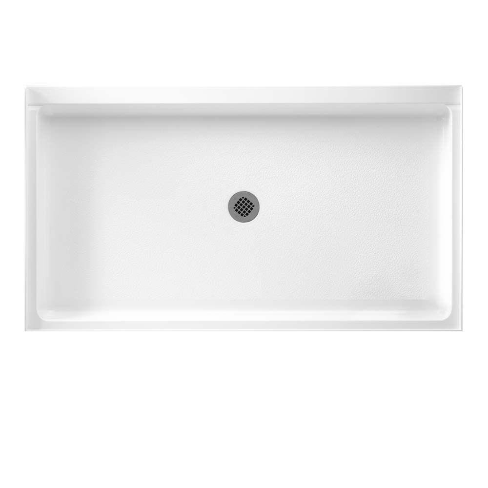 34x22 x 60x22 Swanstone Solid Surface Single Threshold Shower Base, White