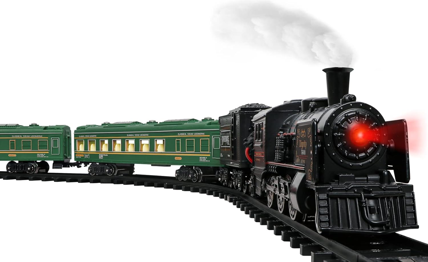 Hot Bee Model Train Set for Boys - Metal Alloy Electric Trains w/ Steam Locomotive,Passenger Carriages & Tracks,Train Toys w/ Smoke,Sounds & Lights,Christmas Toys Gifts for 3 4 5 6 7+ Years Old Kids