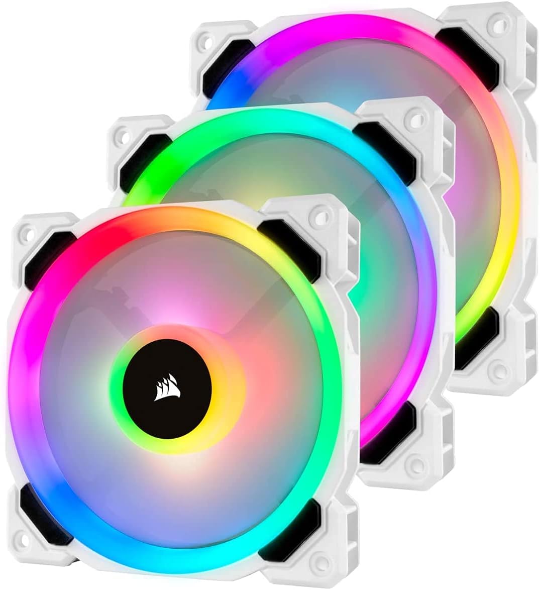 Corsair LL Series, LL120 RGB, 120mm RGB LED Fan, Triple Pack with Lighting Node PRO- White, LL120 RGB White & iCUE Commander CORE XT, Digital Fan Speed and RGB Lighting Controller
