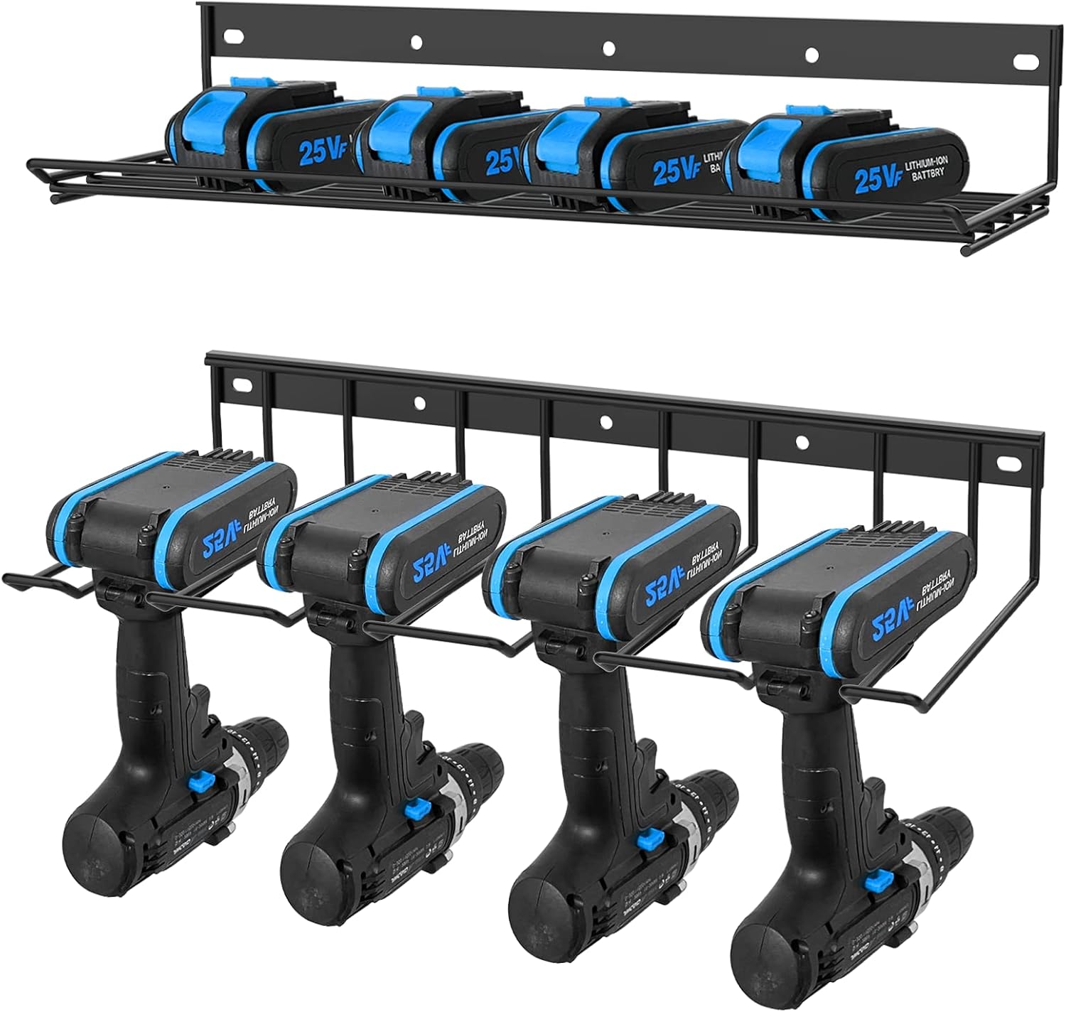 Fioracl&nbsp; Power Tools Organizer | Electric Drill Storage Rack Holds 4 Drills | Heavy Duty Tool Storage Rack | Wall Mounted Shelf for Handheld & Power Tools at Garage, Home, Workshop, Shed.