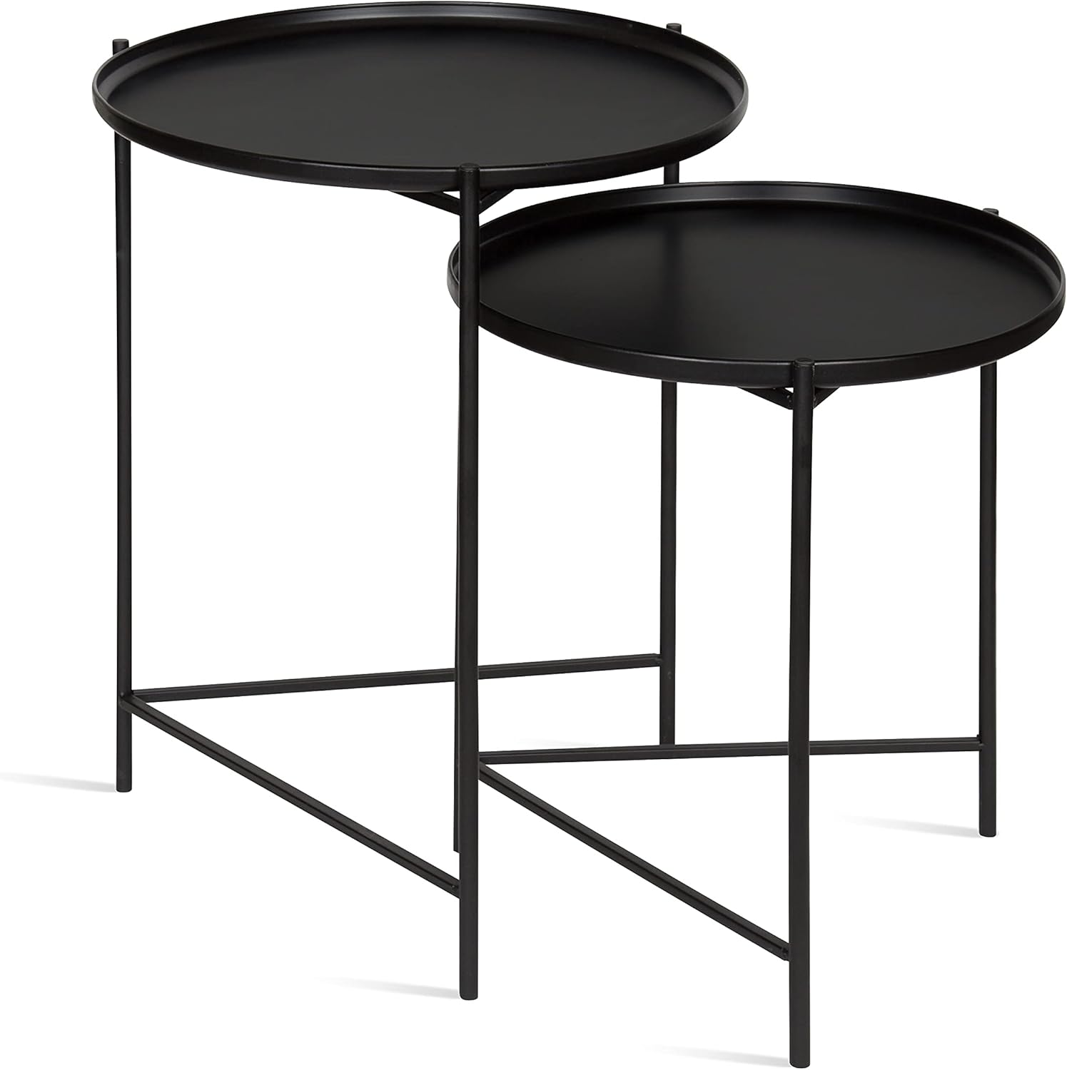 Kate and Laurel Ulani Round Metal Accent Tables, 2 Piece, Black