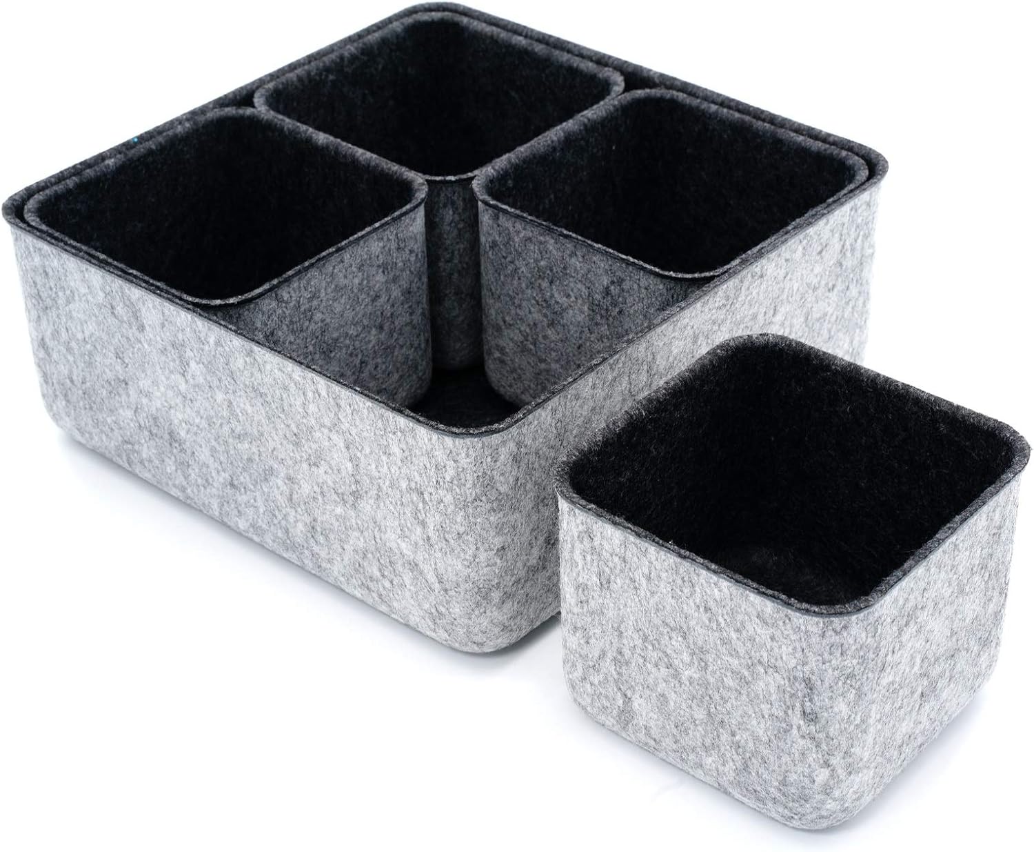 Welaxy Storage bins Set Office Drawer Organizers for School Home Kitchen Closet Cabinet Desk organize boxes Father's Day Gifts Pack of 5 (classic blue) Pack of 2