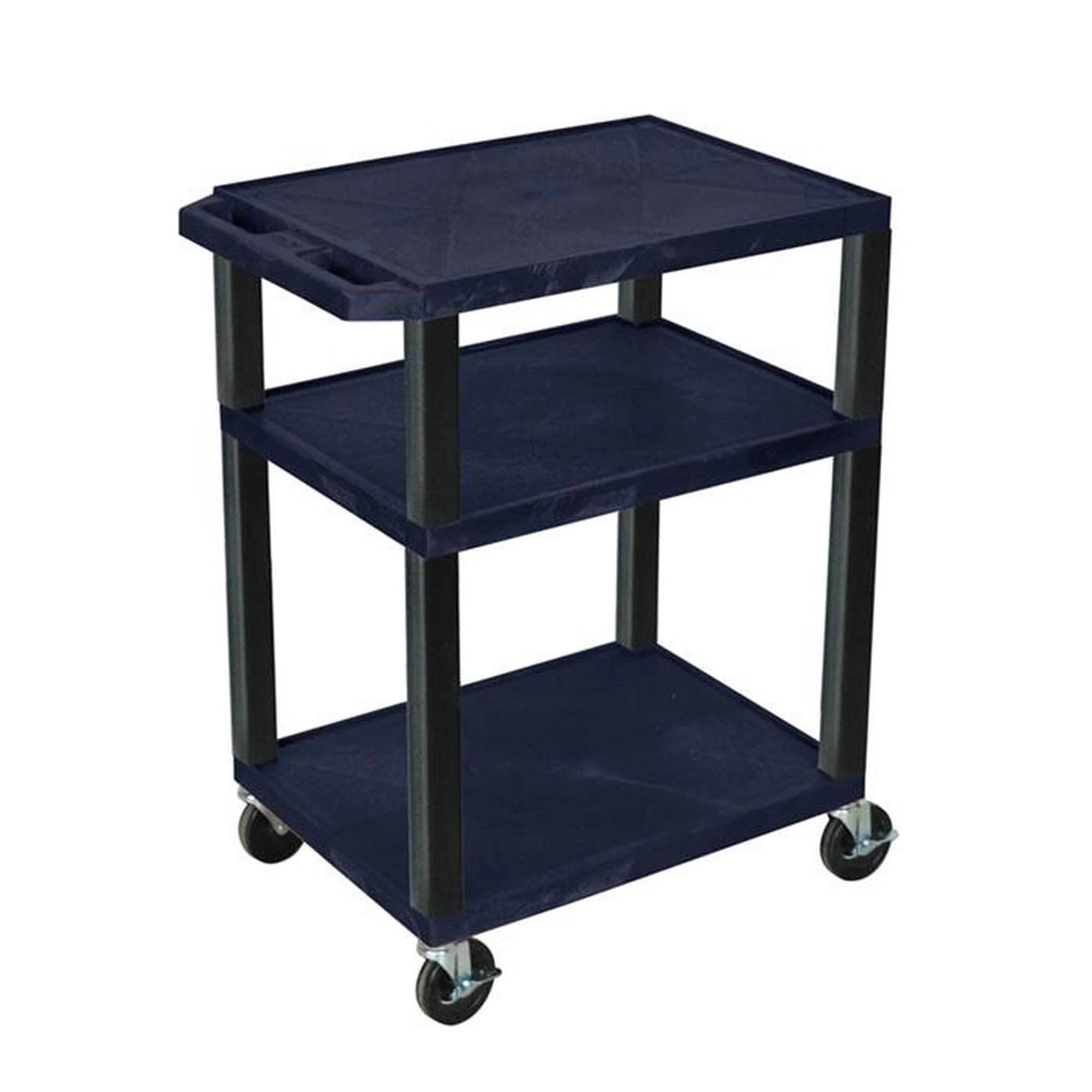 Luxor Tuffy AV Cart 3 Shelves Black Legs: Navy, 34x22 H WT34ZE-B