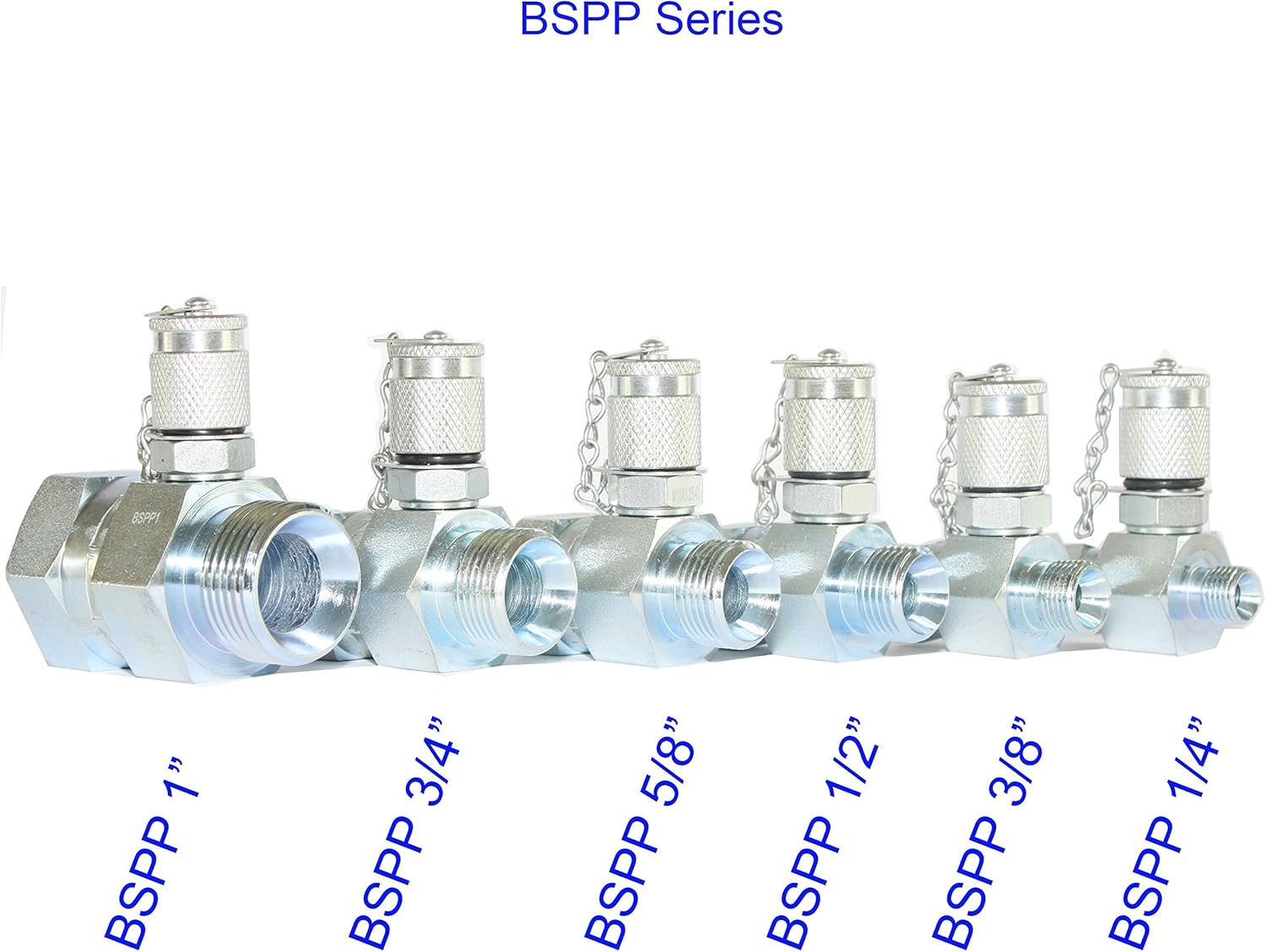 XZT BSPP 6 Pack Hydraulic Swivel Run tees,hydrulic tee Connector,Tester Coupling Set for Hydraulic System, Excavator Construction Machinery