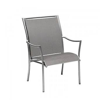 Woodard Dominica Sling Stacking Patio Dining Chair; Charcoal (Grey) Flex Sling