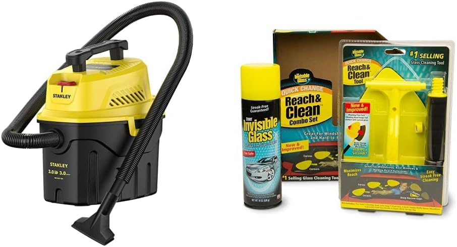 Stanley SL18910P-3 Wet/Dry, 3 Gallon, 3 Horsepower, Portable Car Vacuum, 3.0 HP AC, Black+Yellow Pack of 2