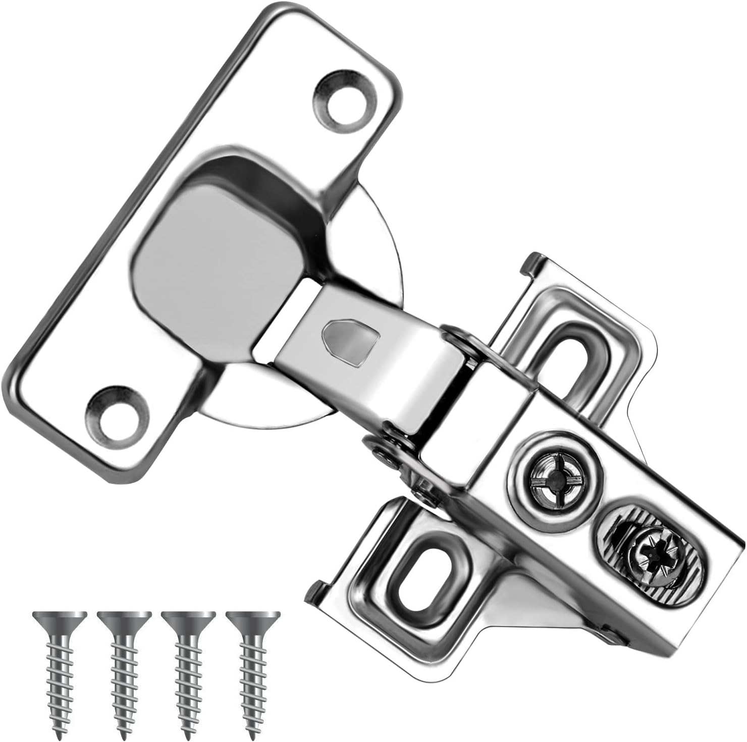 Jnnicoog 4 Pack -Soft Close Cabinet Hinges，Cabinet Hinges Brushed Nickel ，Stainless Kitchen Cabinet Hinges, Suitable 1/2