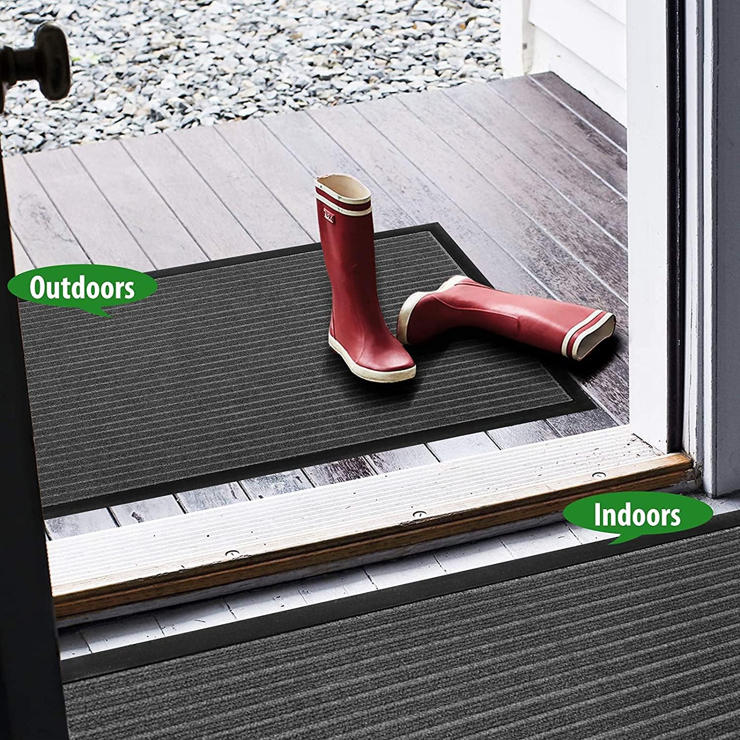 uyoyous 31.5&rdquo;X 47.25&rdquo; Indoor Outdoor Rug Entryway Mats Commercial Rib Entrance Mat Commercial Grade Entrance Mat Anti-Slip Vinyl Backed Entry Rug Doormat Low-Profile Floor Front Mats Welcome Mats