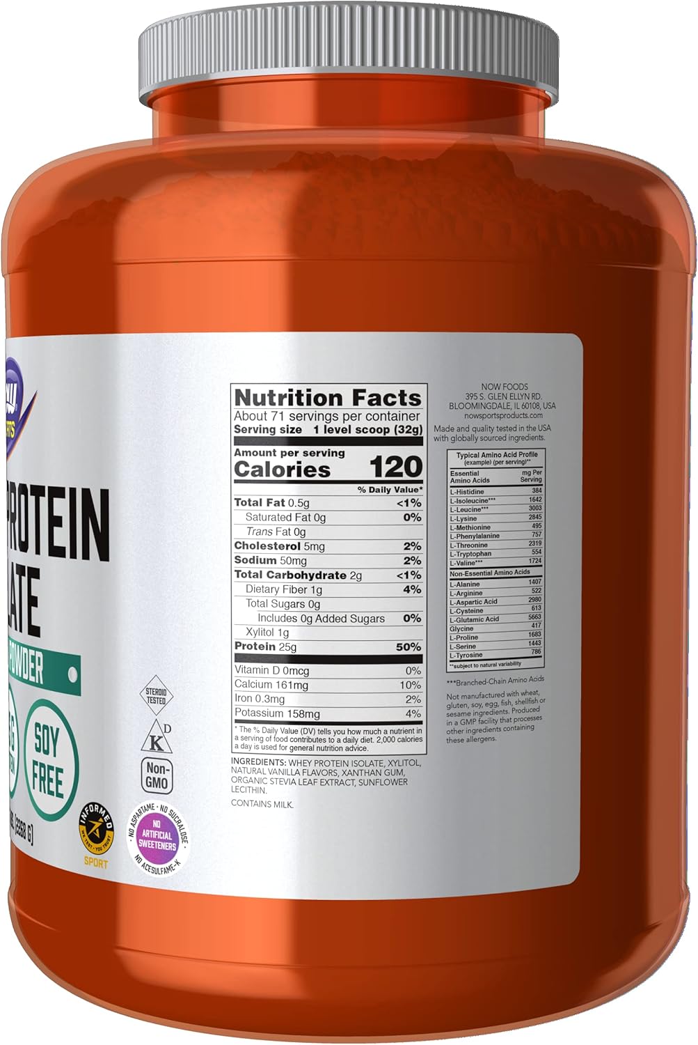 NOW Sports Nutrition, Whey Protein Isolate, 25 g With BCAAs, Creamy Vanilla Powder, 5-Pound,White,MNI02159 Pack of 2