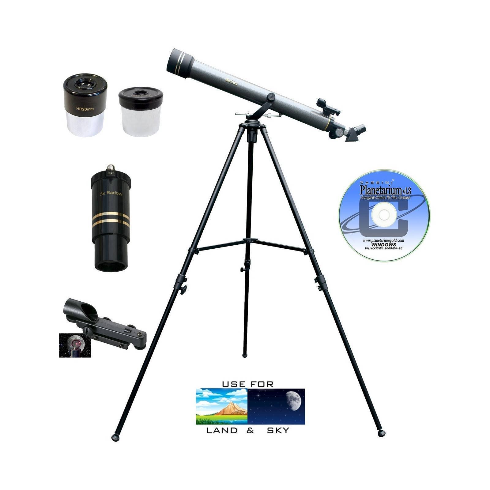 Galileo 700mm x 60mm Terrestrial Refractor Telescope, Hammertone