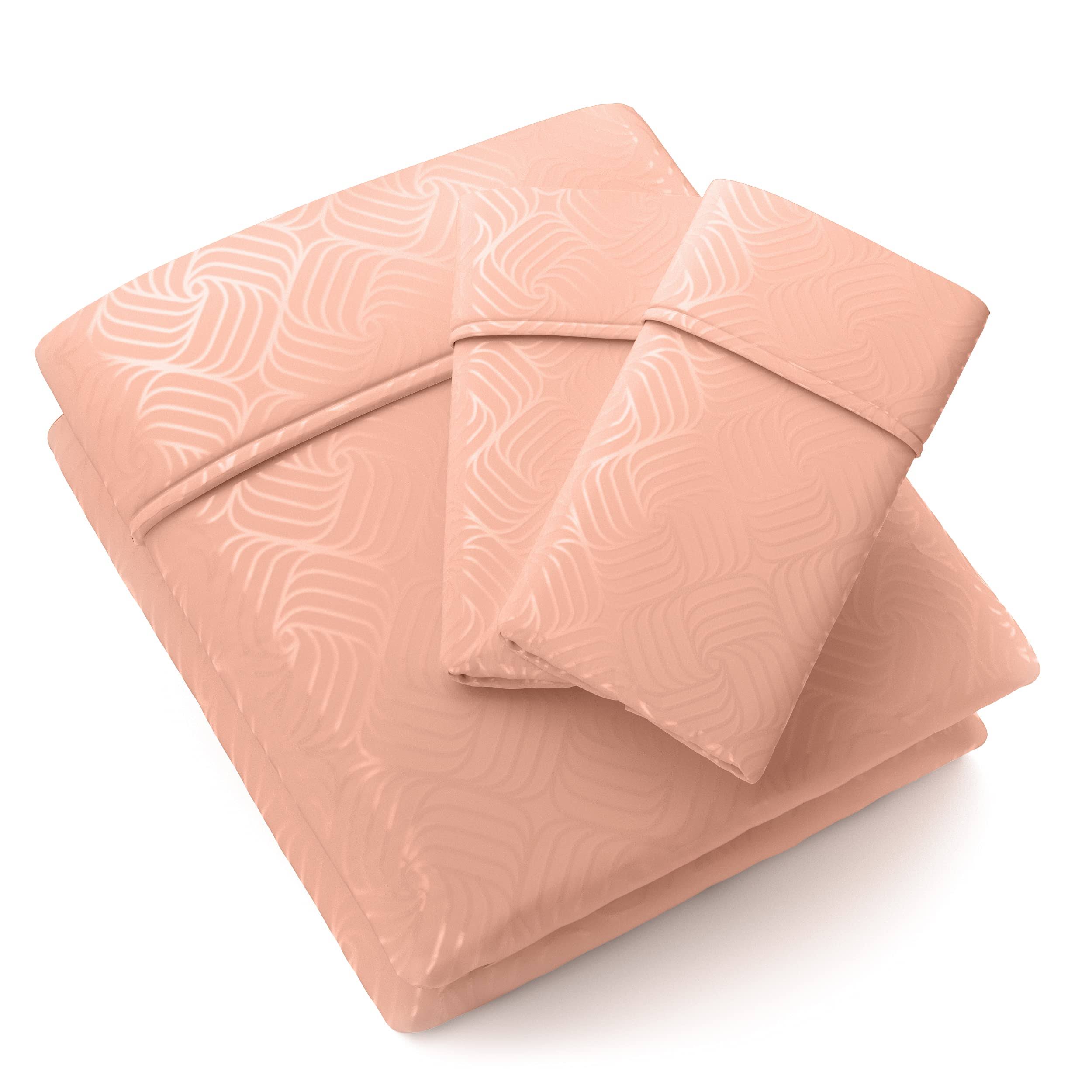 Cosy House Collection 1800 Series Elegant Pattern Sheet Set - Twin - Peach - Wavy