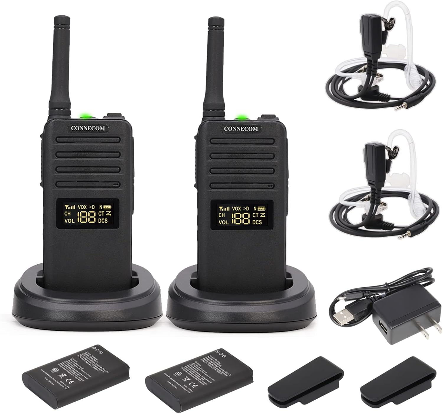 Commercial Walkie Talkies-CONNECOM Rechargeable Business Two Way Radio Long Range Walkie talkies for Adults GA70 2 Pack Pack of 2