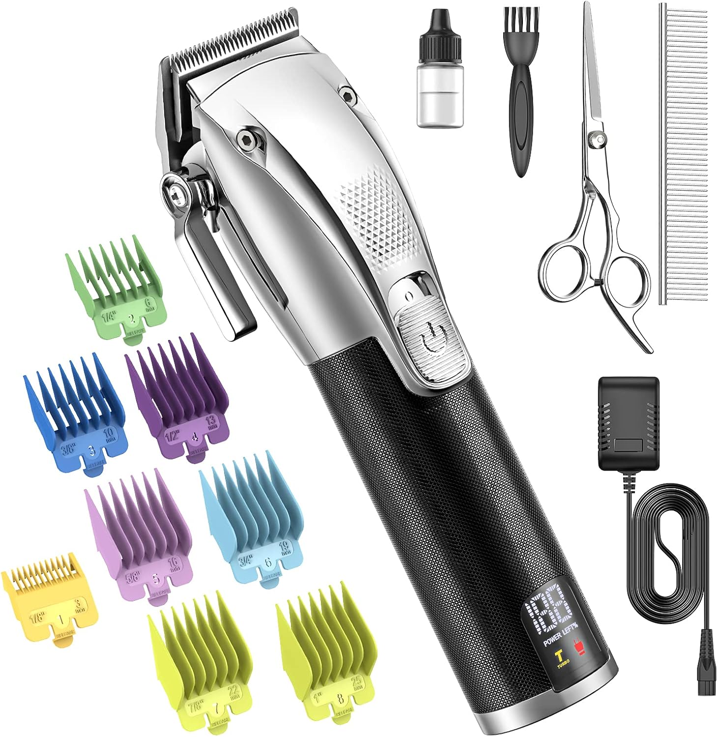 oneisall Dog Clippers Low Noise, 2-Speed Strong Power Dog Grooming Kit Rechargeable Cordless Shavers with Metal Blade for Small and Large Dogs Cats Pets Pack of 2