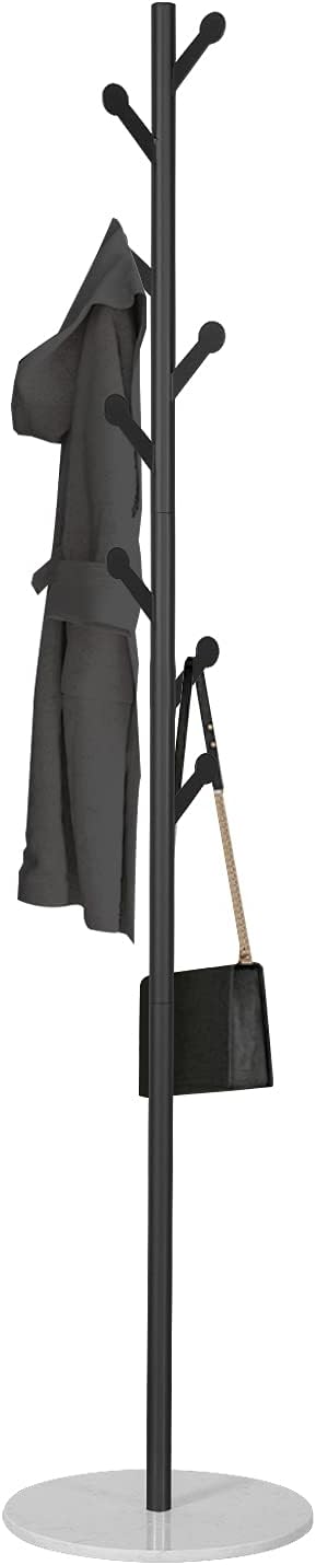 ZYWH Coat Rack, 67-inch coat rack Stand Independent Hall Coat Rack With 8 Hooks Stable Marble Round Base Shelf for Coats Hats Handbags Jackets for Entrance Corridor Bedroom Office Shelf