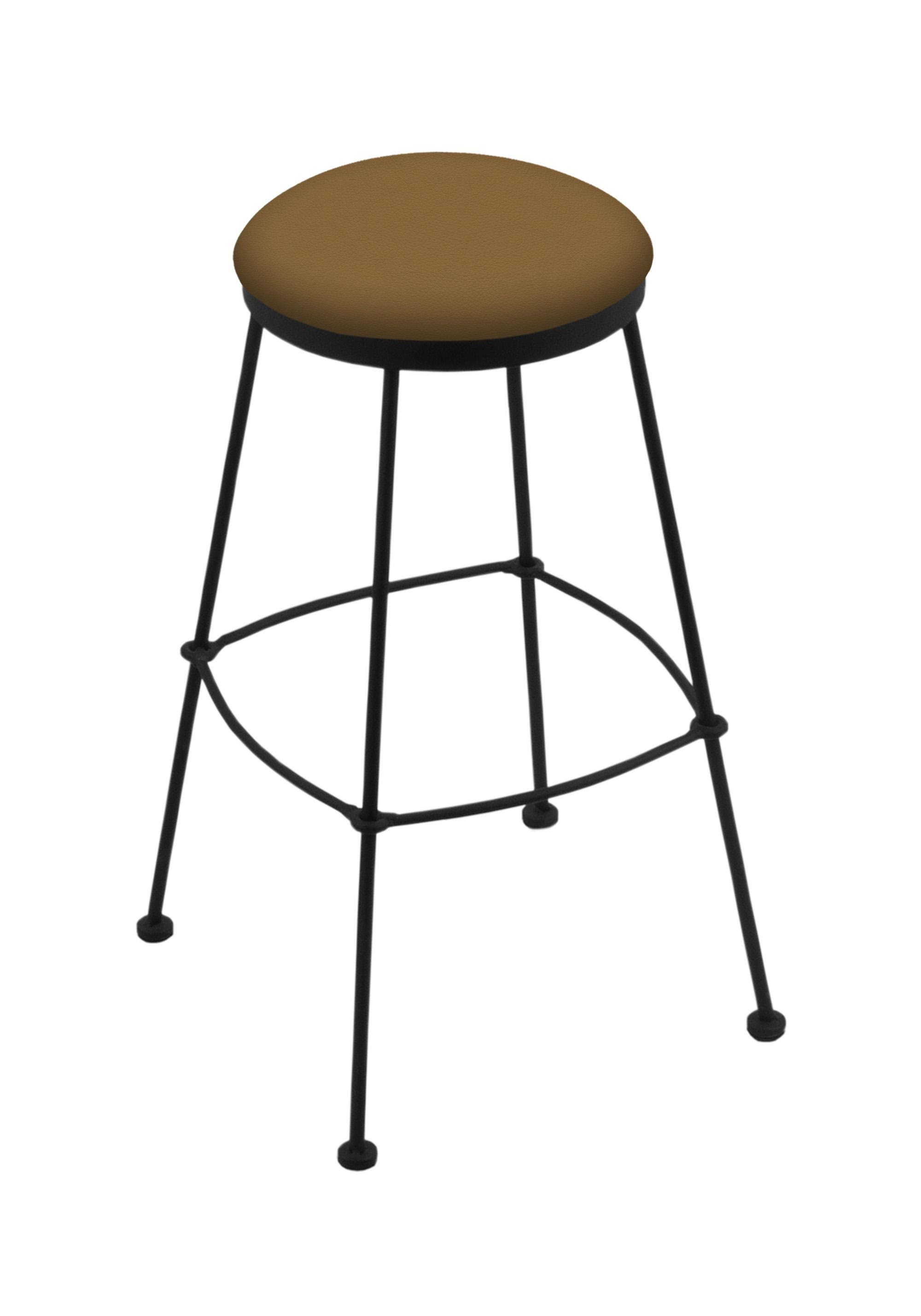 3030 25 inch Stationary Counter Stool with Black Wrinkle Finish and Canter Saddle Seat