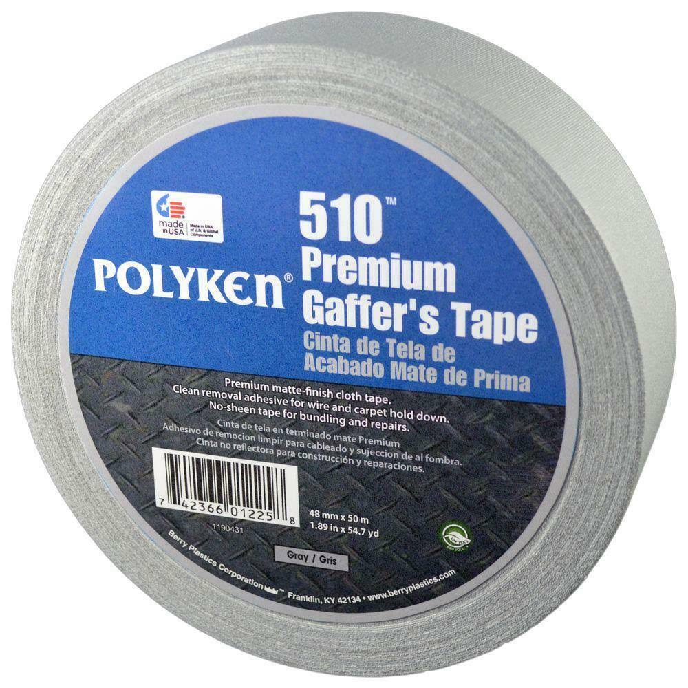 Gray Gaffers Tape Polyken 510, 48mm x 50m x 11.5 mil(use for 2in x 55yds) - Convenience Pack of 3 Rolls