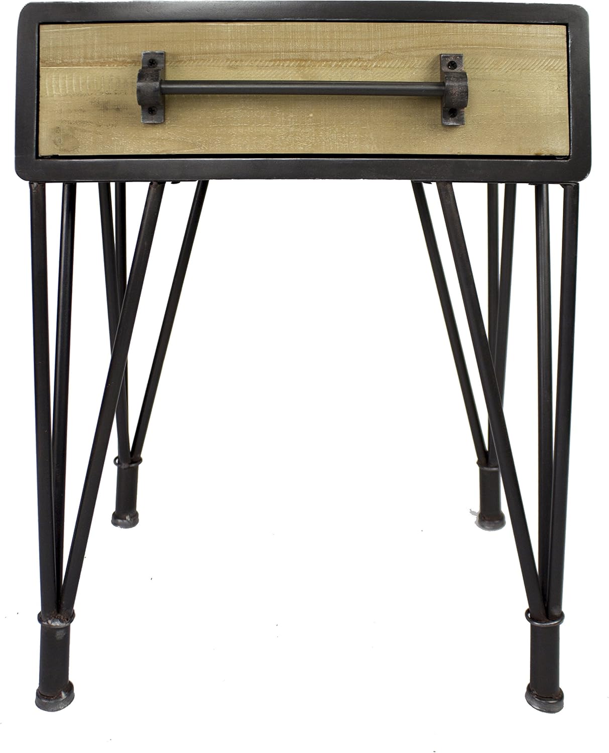 Heather Ann Creations Soho Collection, Industrial Style End Table, 1 Drawer, Black & Wood Pack of 2