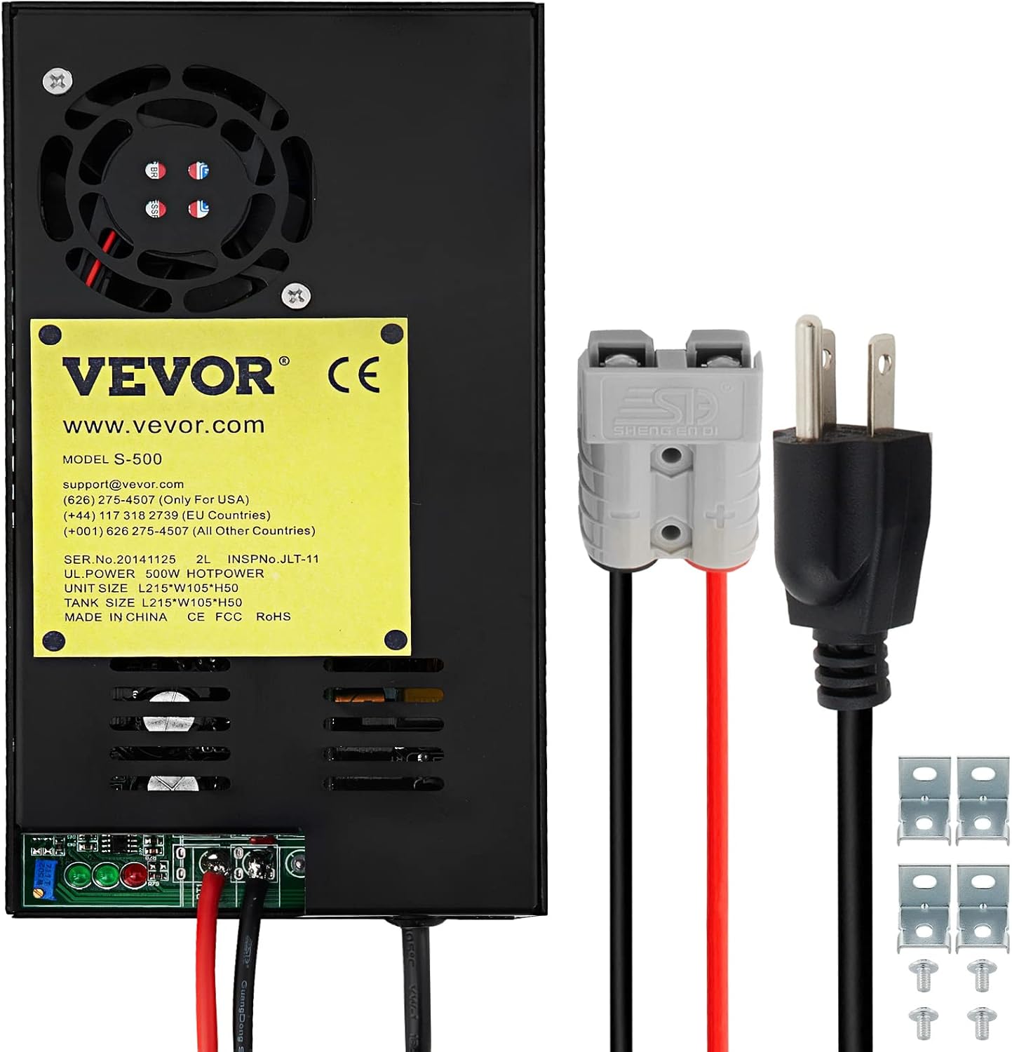 VEVOR RV Power Converter Charger, 110 Volt AC to 12 Volt DC, Power Supply Battery Converter Charger 500W with 13-16V DC Adjustable Operating Range, Three-Stage Inverter, for RV Trailer Camper 30 Amp